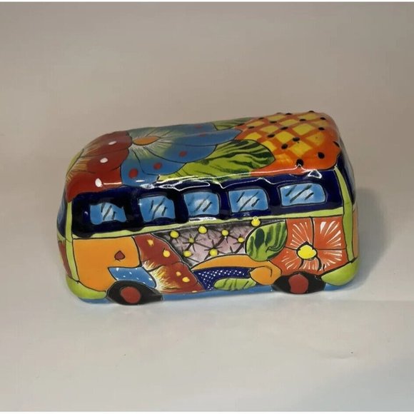 Talavera Hippie Retro Bus Wagon Mexican Pottery Folk Art Home Decor 6.5” Long - Picture 3 of 9